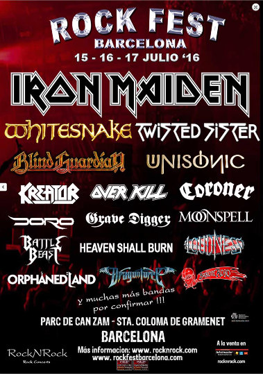 Rock Fest Barcelona 2016 : Impellitteri, Thin Lizzy, Twisted Sister, David Coverdale,Tyketto, Slayer, Iron Maiden, Blind Guardian, Kreator, MSG, Moonspell, Dragonforce, Loudness, Grave Digger, Coroner, Amon Amarth en concert